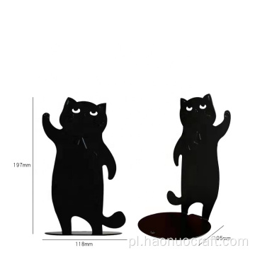 Czarno-biały kot kreskówkowy Kreatywny metalowy stojak na książki